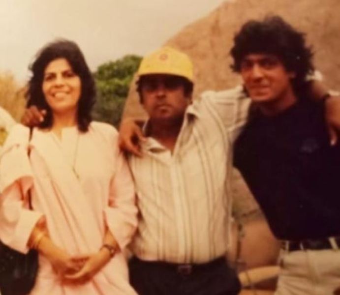 Chunky Panday with Snehlata Panday during his young days