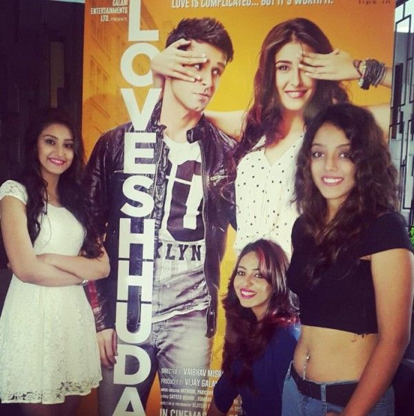 Devayani Sharma (extreme right) during the poster launch of her debut film Loveshhuda