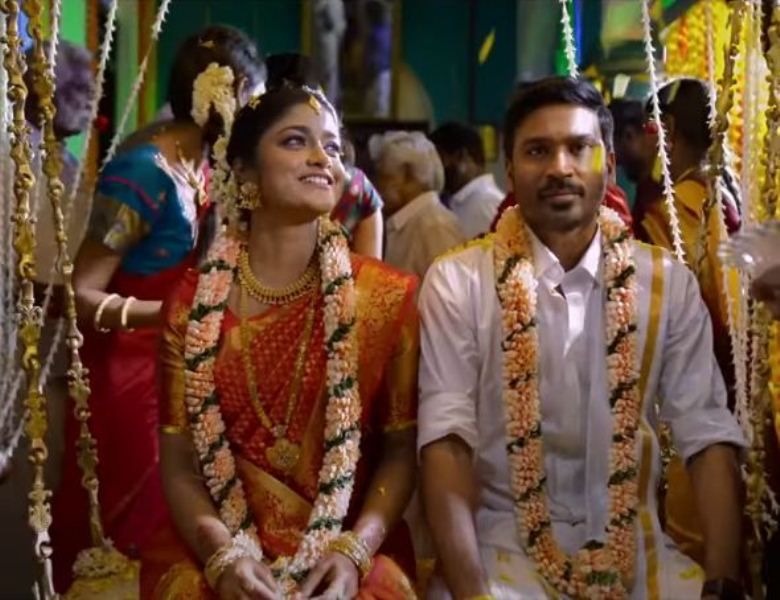 Dimple Hayathi with Dhanush in a still from the film 'Atrangi Re'