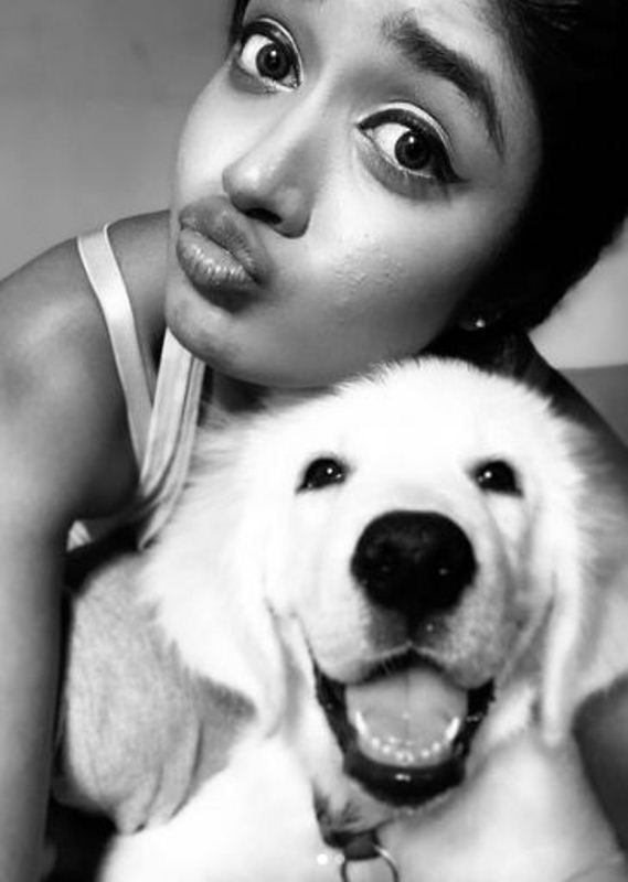 Dimple Hayathi with her pet