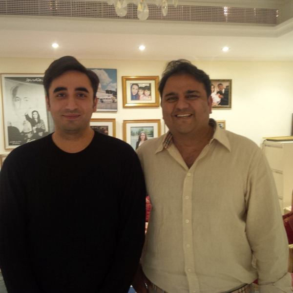 Fawad Chaudhry (right) with Bilawal Bhutto Zardari