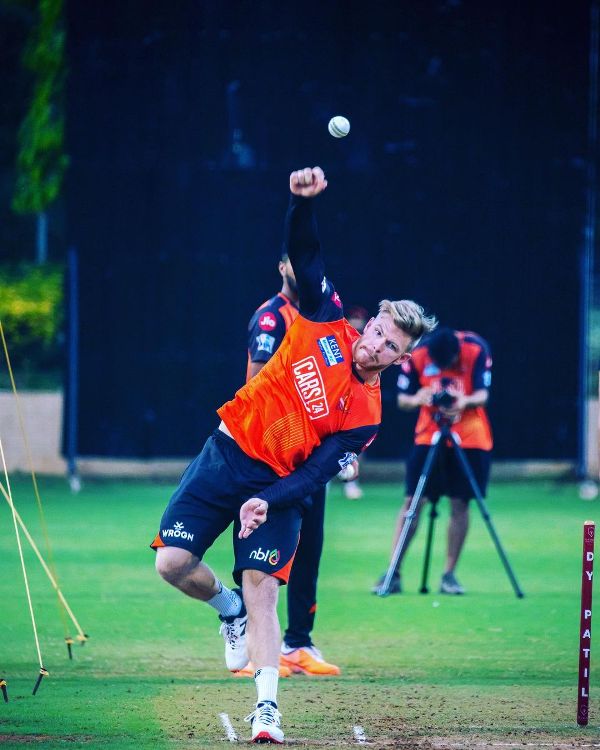 Glenn Phillips bowling during a practice session