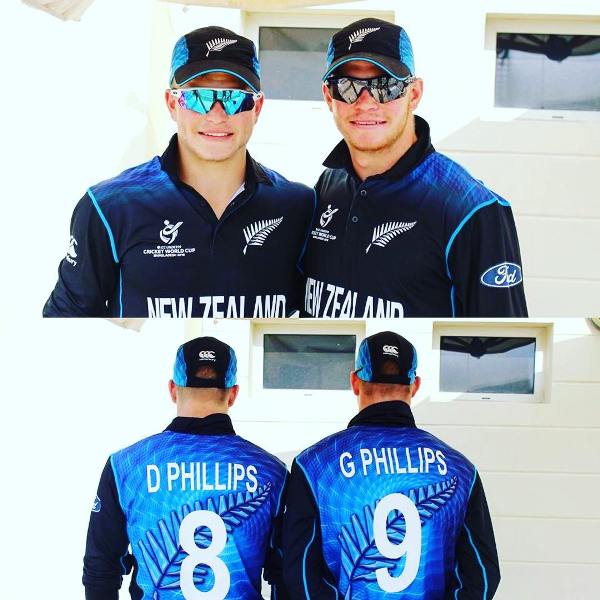 Glenn Phillips with his brother Dale Phillips in the 2016 Under-19 World Cup