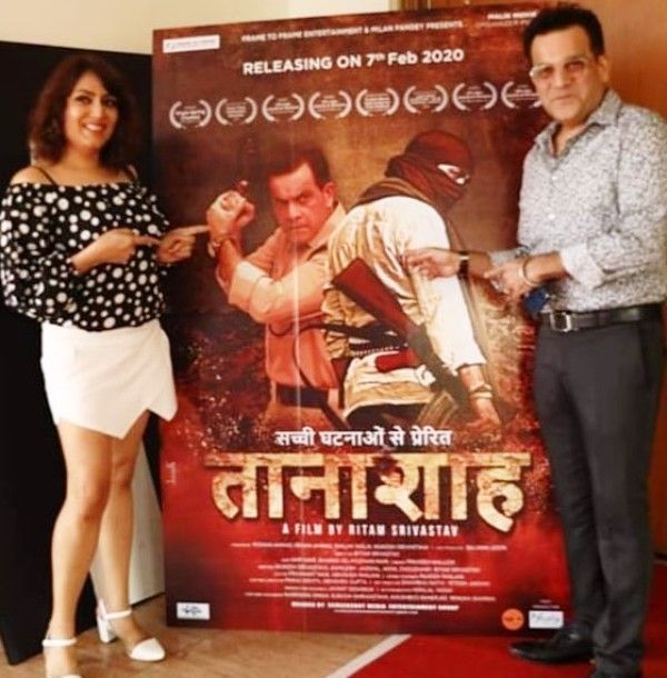 Indraneel with is wife, Anjali Mukhi, at the release of Tanashah