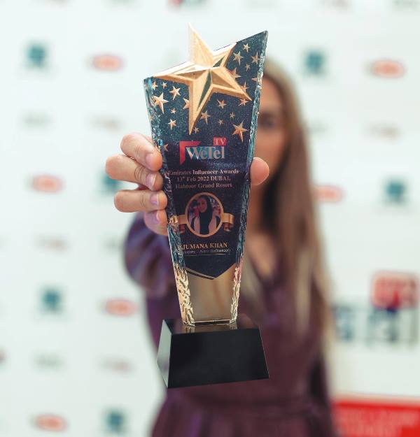 Jumana Khan won WeTel TV Emirates Influencer Award in 2022