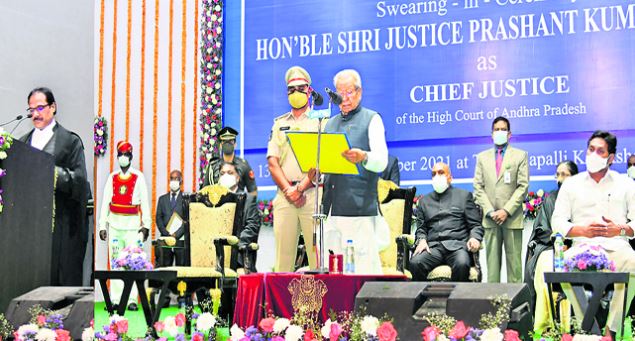Justice Prashant Kumar Mishra swearing-in as the Chief Justice of the High Court of Andhra Pradesh