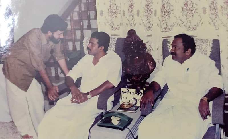 K. C. Venugopal (centre) during his early political days