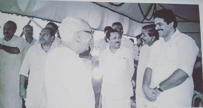 K. C. Venugopal with his mentor, K. Karunakaran