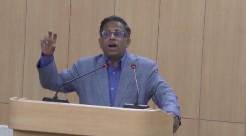 K. V. Viswanathan delivering a guest lecture at Nalsar University