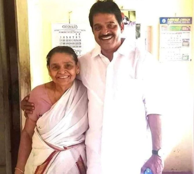 K.C. Venugopal with his mother, Janaki Amma