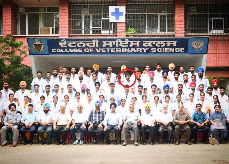 Kanwar Chahal in a group photo of his last day at college in 2016
