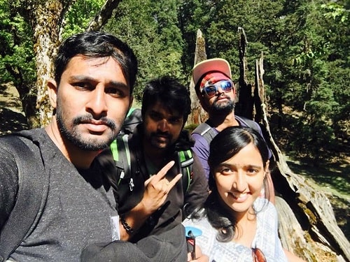 Karthik Varma Dandu with his friends during his trip