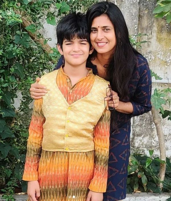 Kasthuri Shankar with her son, Sankalp
