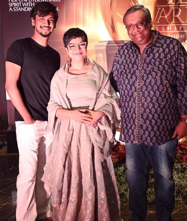 Kaushik Ganguly with his wife and son
