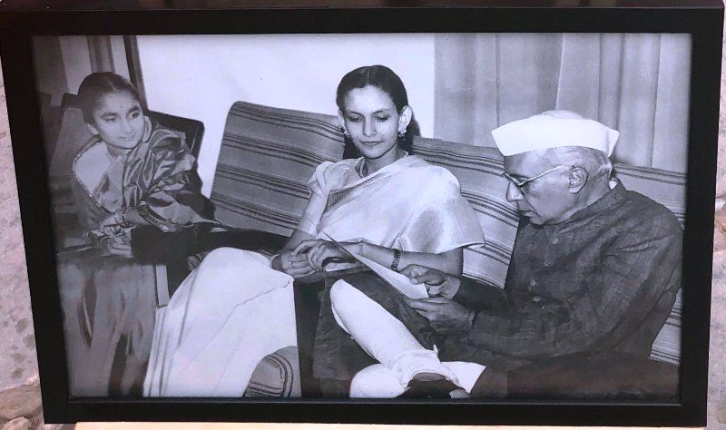 Kranti Trivedi (in middle) presenting her book to the PM Jawahar Lal Nehru
