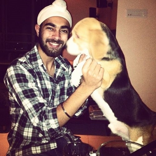 Manjot Singh with a dog