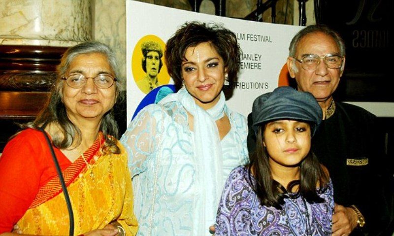 Meera Syal with her parents and daughter