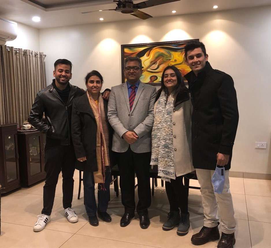 Nehal Wadhera (extreme right) with his family