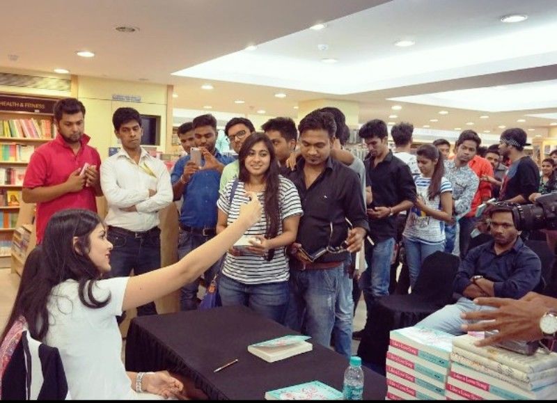 Nikita Singh with her readers at a book signing event