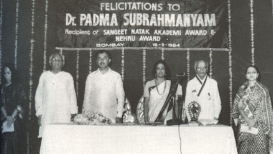 Padma Subrahmanyam (third from right) during an award ceremony