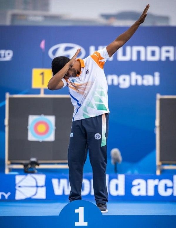 Prathamesh Jawkar won gold medal at the Shanghai 2023 Hyundai Archery World Cup Stage 2 tournament