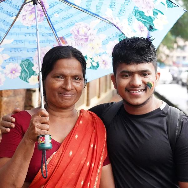 Praveen Nath with his mother