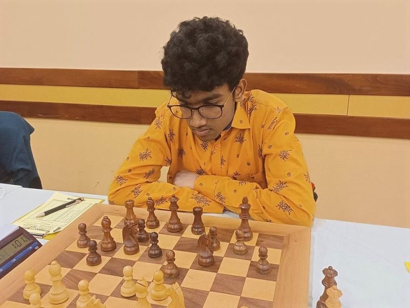 Prraneeth Vuppala during a match at First Saturday GM 2022 in Budapest