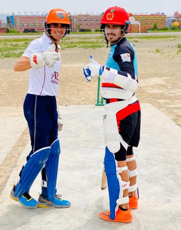 Rahmanullah Gurbaz (right) at Mohammad Khan Zadran Club where he started playing professional cricket in 2014