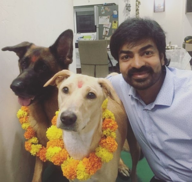 Ravi Varma with his dogs