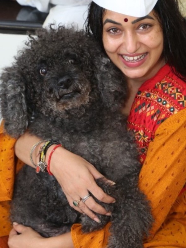 Sangeeta Kapure with her dog, Bhalu Sharma