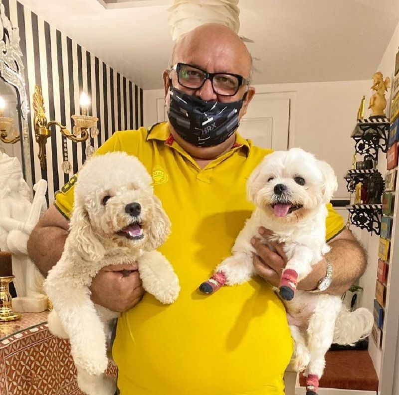 Sanjiv Kakar with his pet dogs