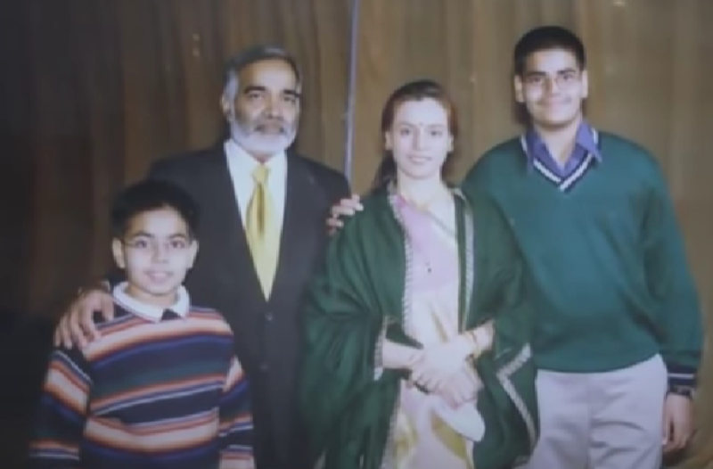 Sarla Maheshwari with her husband, Pawan Maheshwari, her elder son, Kavish Maheshwari, and her younger son, Himanshu Maheshwari