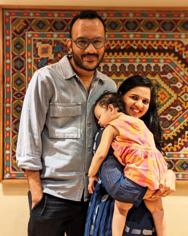 Savi with her husband Ashish and daughter Ashvi