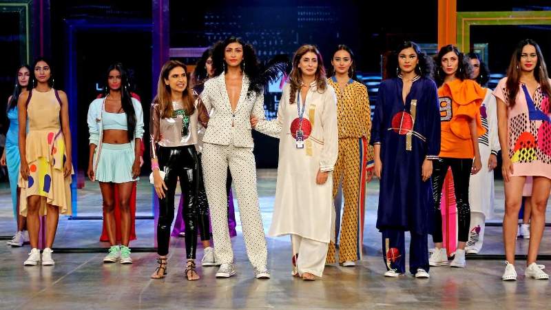 Shweta Bachchan Nanda and Monisha Jaising showcasing MXS at FDCI x Lakmé Fashion Week