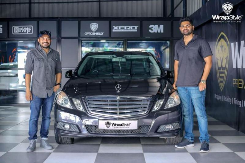 Soubin Shahir (left) at WrapStyle with his Mercedes-Benz E 250 CDI