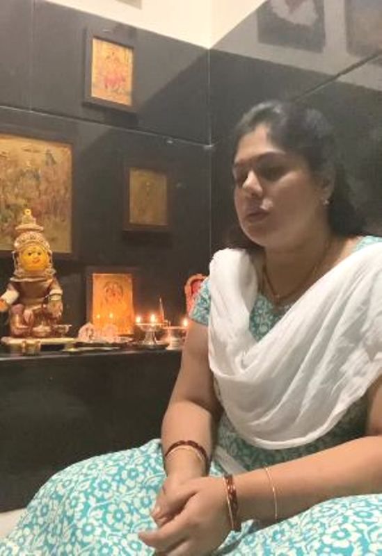 Sunaina Badam worshipping at her home
