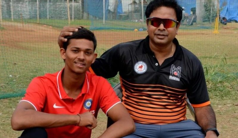 Yashasvi Jaiswal with his coach Jwala Singh during his childhood