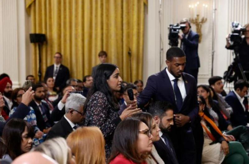 22 June 2023: Wall Street Journal reporter Sabrina Siddiqui during a press conference with Joe Biden and Indian Prime Minister Narendra Modi at the White House