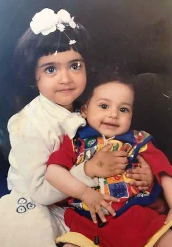 A childhood photo of Gayatri Bhardwaj with her brother