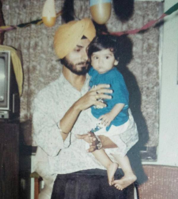 A childhood photograph of Goldie Sohel with his father