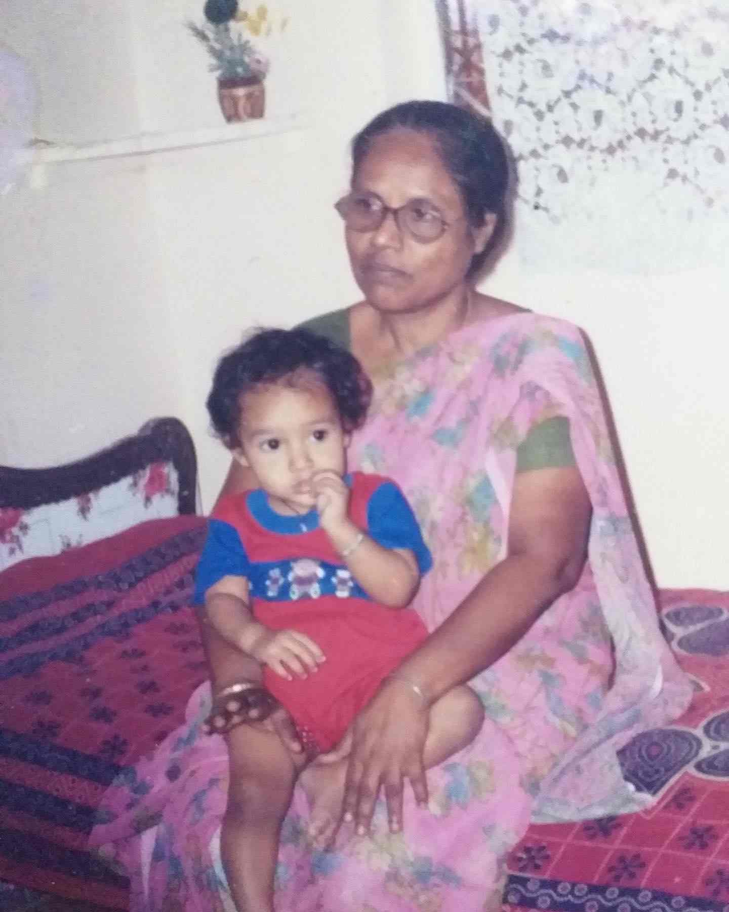 A childhood picture of Riar Saab with his maternal grandmother