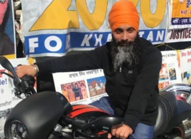 A photo of Hardeep Singh Nijjar taken during the 2020 Khalistan referendum in Brampton, Canada