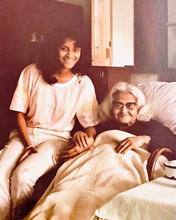 A photo of Nandana with her grandmother