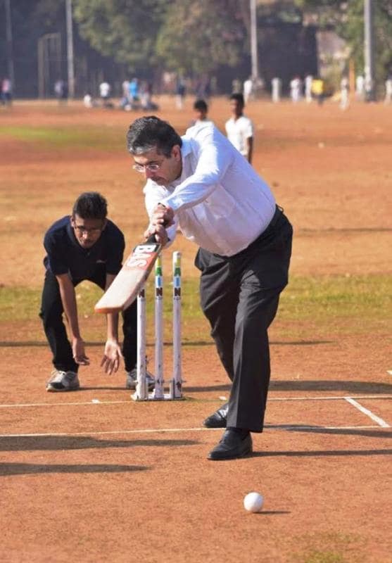 A photo of Uday Kotak taken while he was playing cricket
