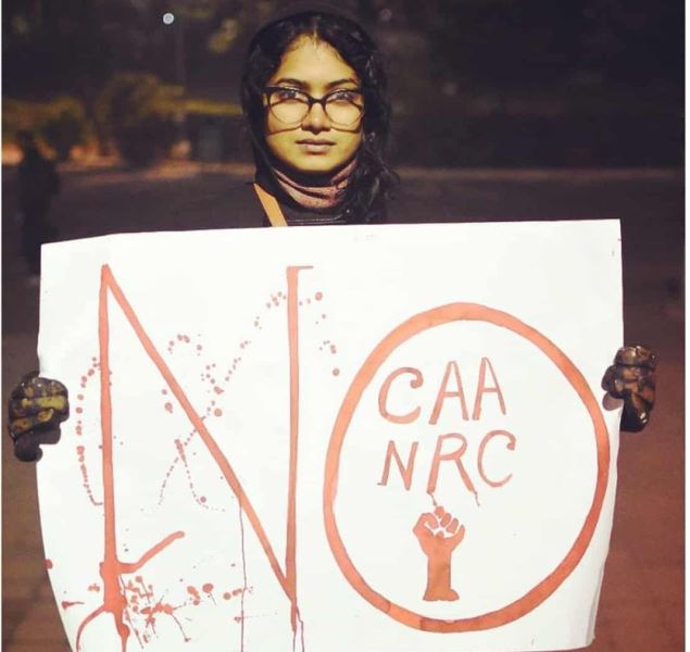 A photograph of Anarkali Marikar during the Citizenship (Amendment) Bill protests