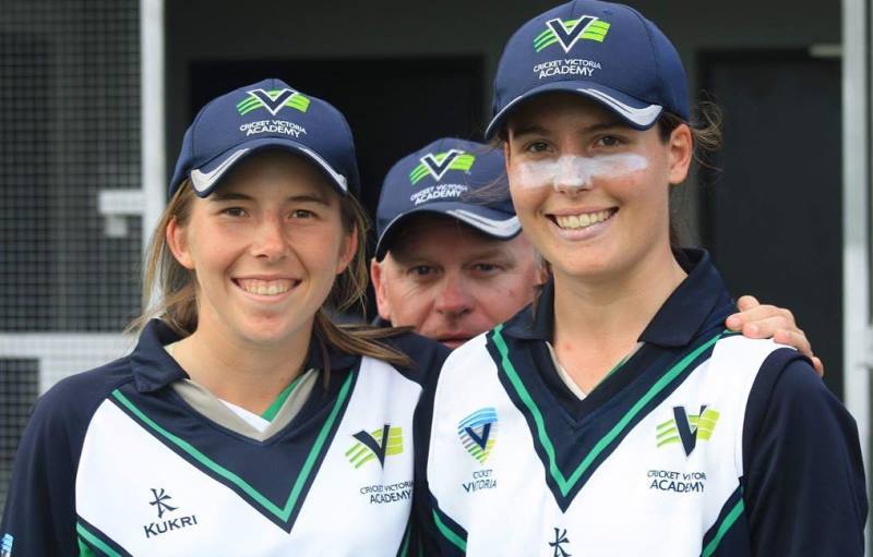 A photograph of Georgia Wareham with her Victoria Women's Academy teammate