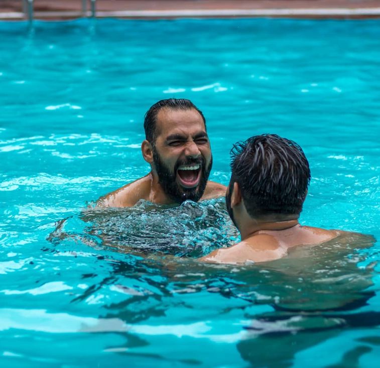 A picture of Anup Kumar in a pool