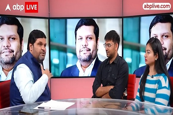 A screengrab of Gourav Vallabh on the ABP News Channel