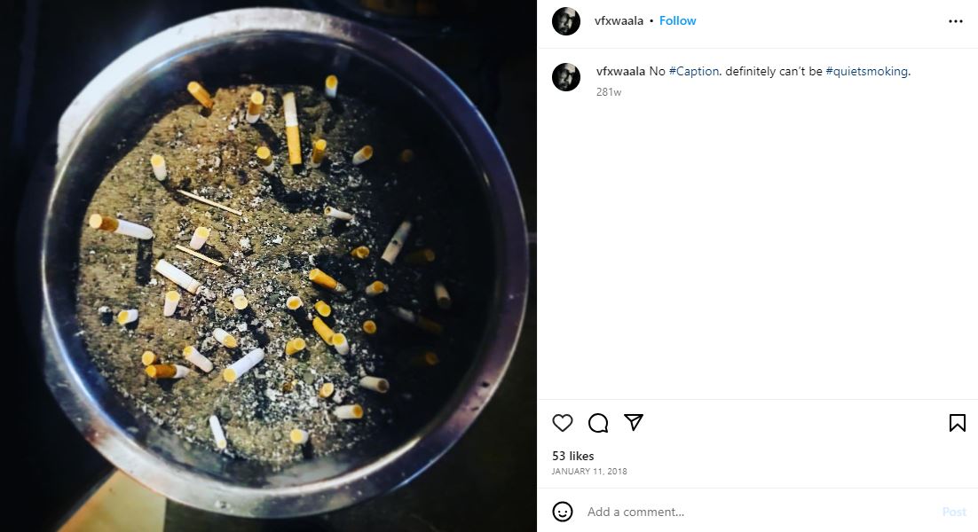 A snip of Prasad Sutar's Instagram post about his smoking habits