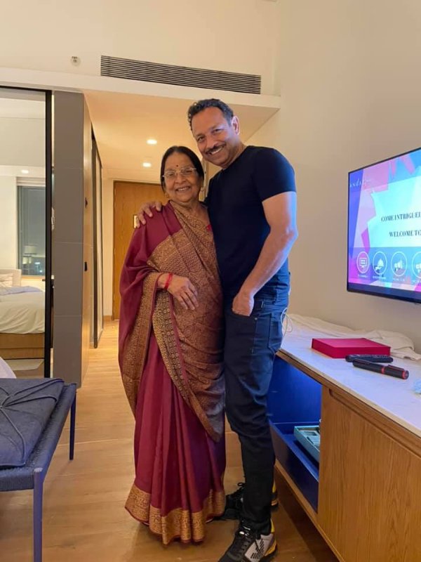 Anurag Bhadouria with his mother